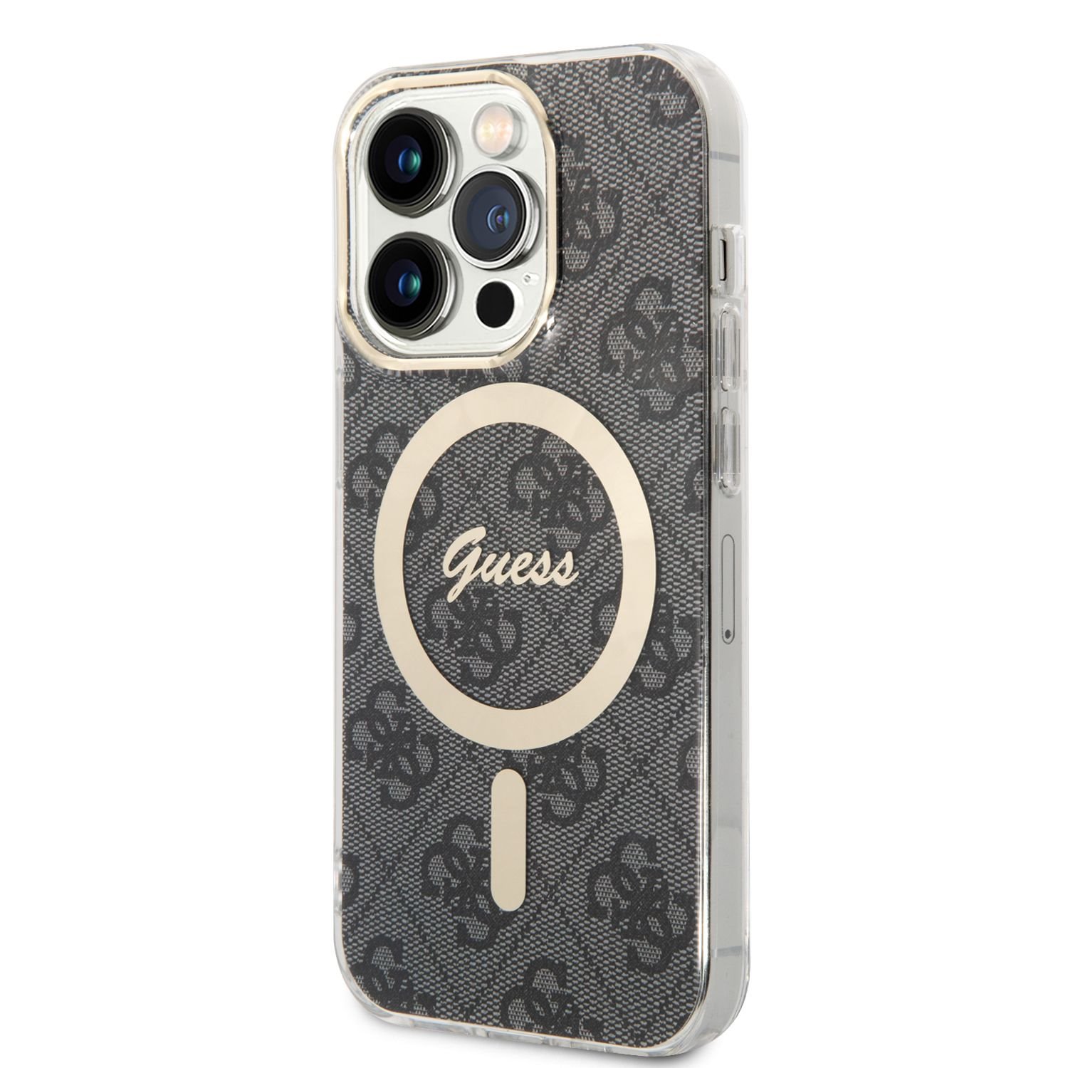 Levně Kompatibilní zadní kryt Guess 4G MagSafe + bezdrátová nabíječka pro Apple iPhone 14 Pro, černá