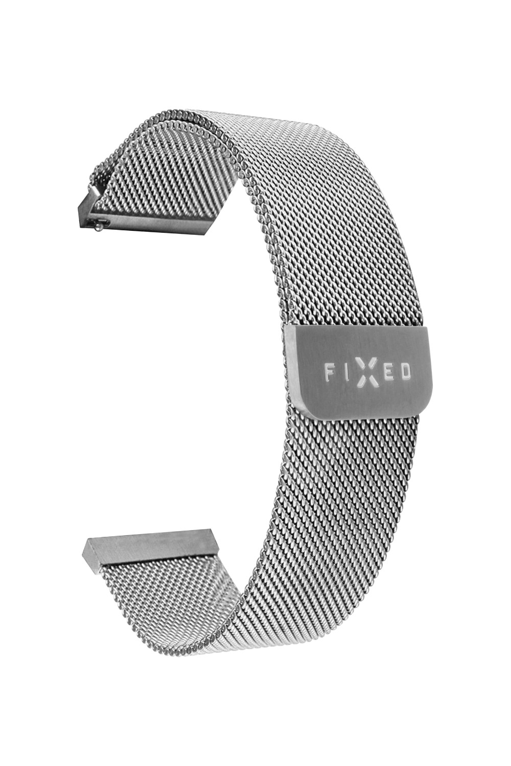 Síťovaný nerezový řemínek FIXED Mesh Strap s Quick Release 18mm pro smartwatch, stříbrný
