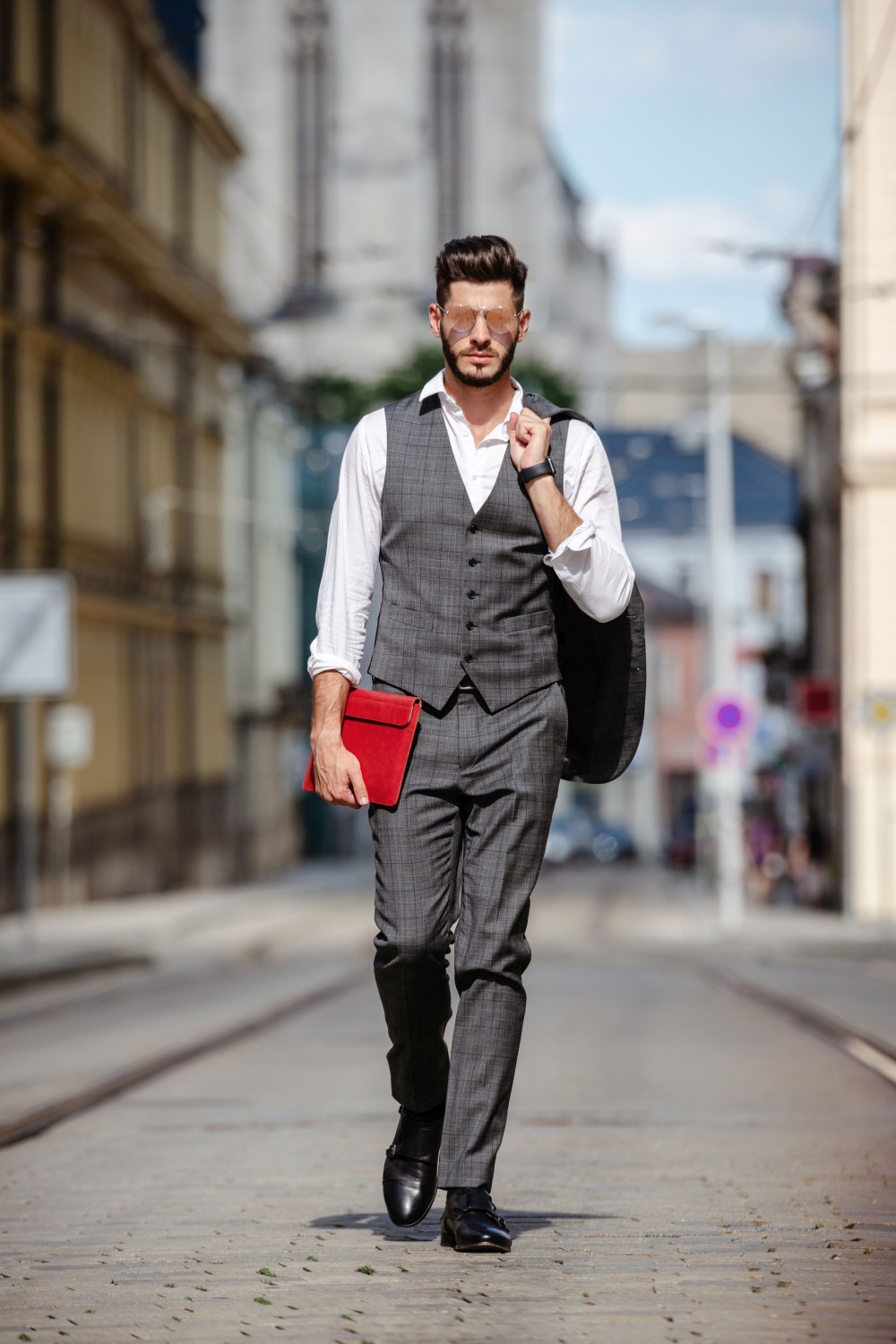 Kožené pouzdro FIXED Oxford pro Apple MacBook Air 13,6" (2022) M2, červená