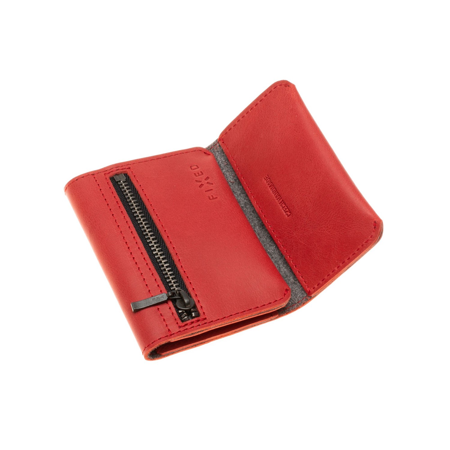 Kožená peněženka FIXED Tripple Wallet for AirTag z pravé hovězí kůže, červená