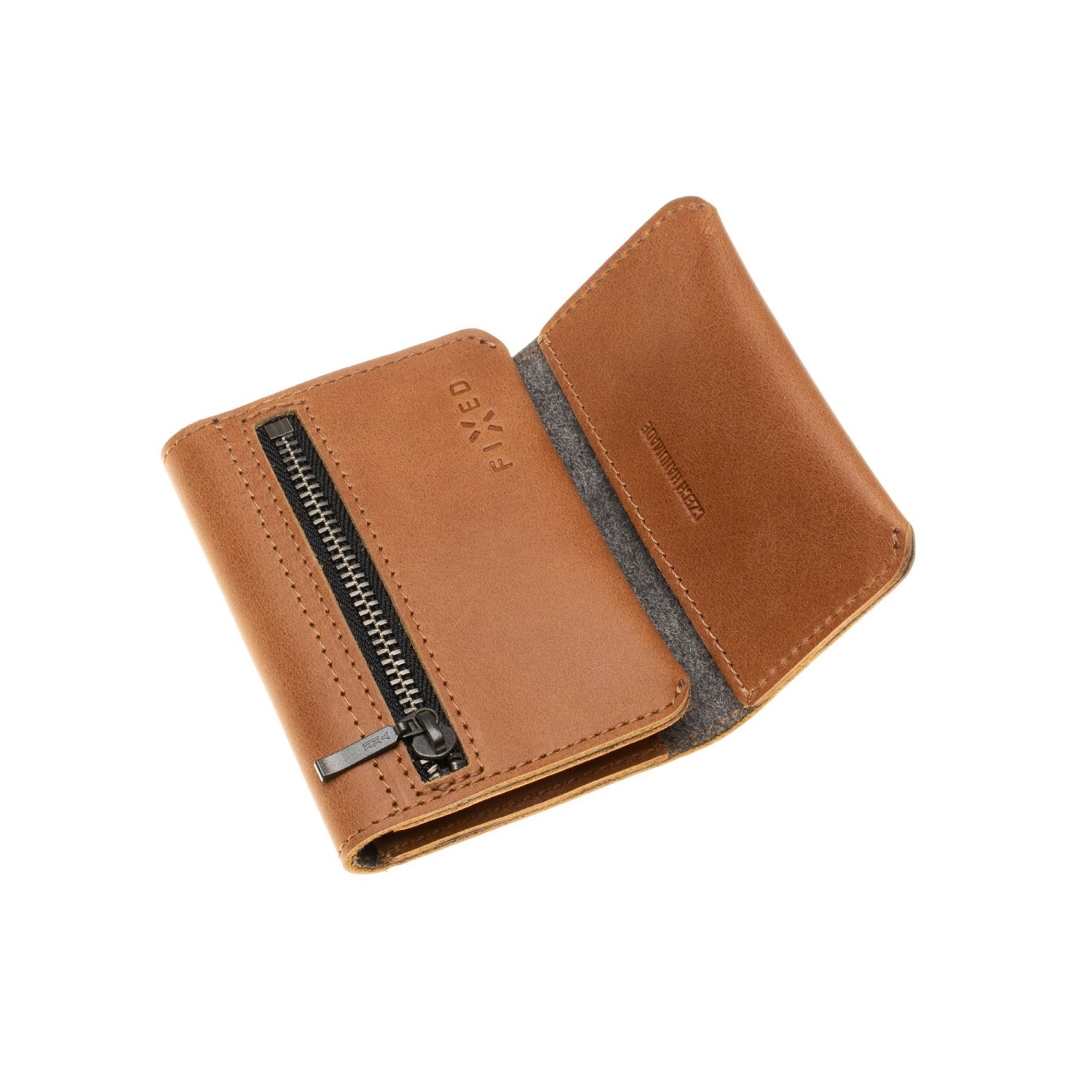 Kožená peněženka FIXED Tripple Wallet for AirTag z pravé hovězí kůže, hnědá