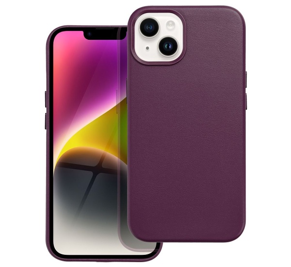 Ochranný kožený kryt Mag Cover pro Apple iPhone 14, tmavě fialová