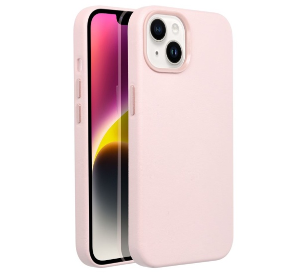 Ochranný kožený kryt Mag Cover pro Apple iPhone 14, světle růžová