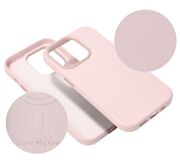 Ochranný kožený kryt Mag Cover pro Apple iPhone 14 Pro, světle růžová (obrázek 6)