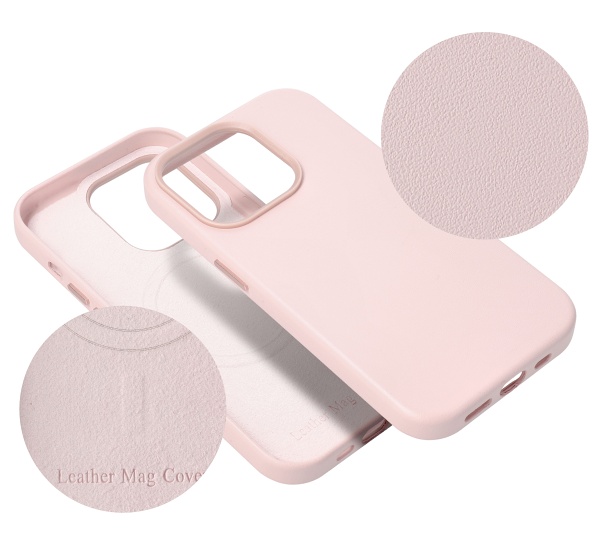 Ochranný kožený kryt Mag Cover pro Apple iPhone 14 Pro Max, světle růžová