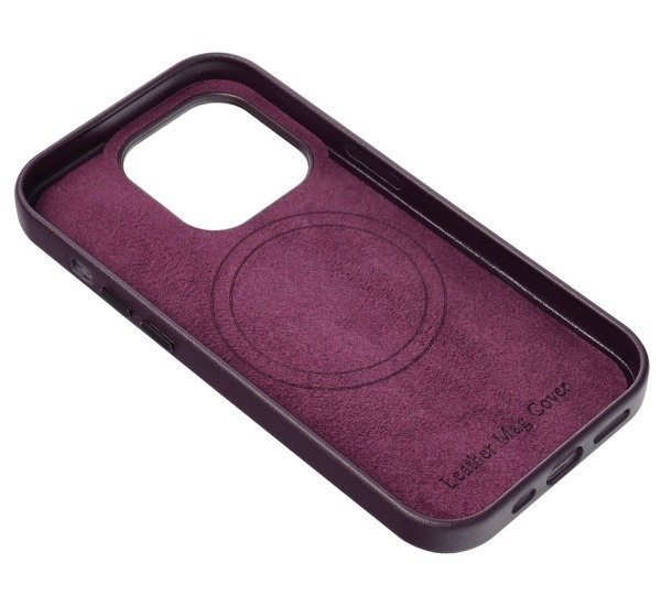 Ochranný kožený kryt Mag Cover pro Apple iPhone 14 Pro, tmavě fialová