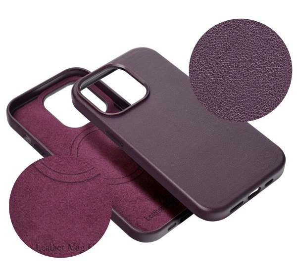 Ochranný kožený kryt Mag Cover pro Apple iPhone 14 Pro, tmavě fialová