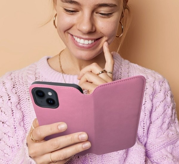Flipové pouzdro Dual Pocket pro Samsung Galaxy S23, růžová