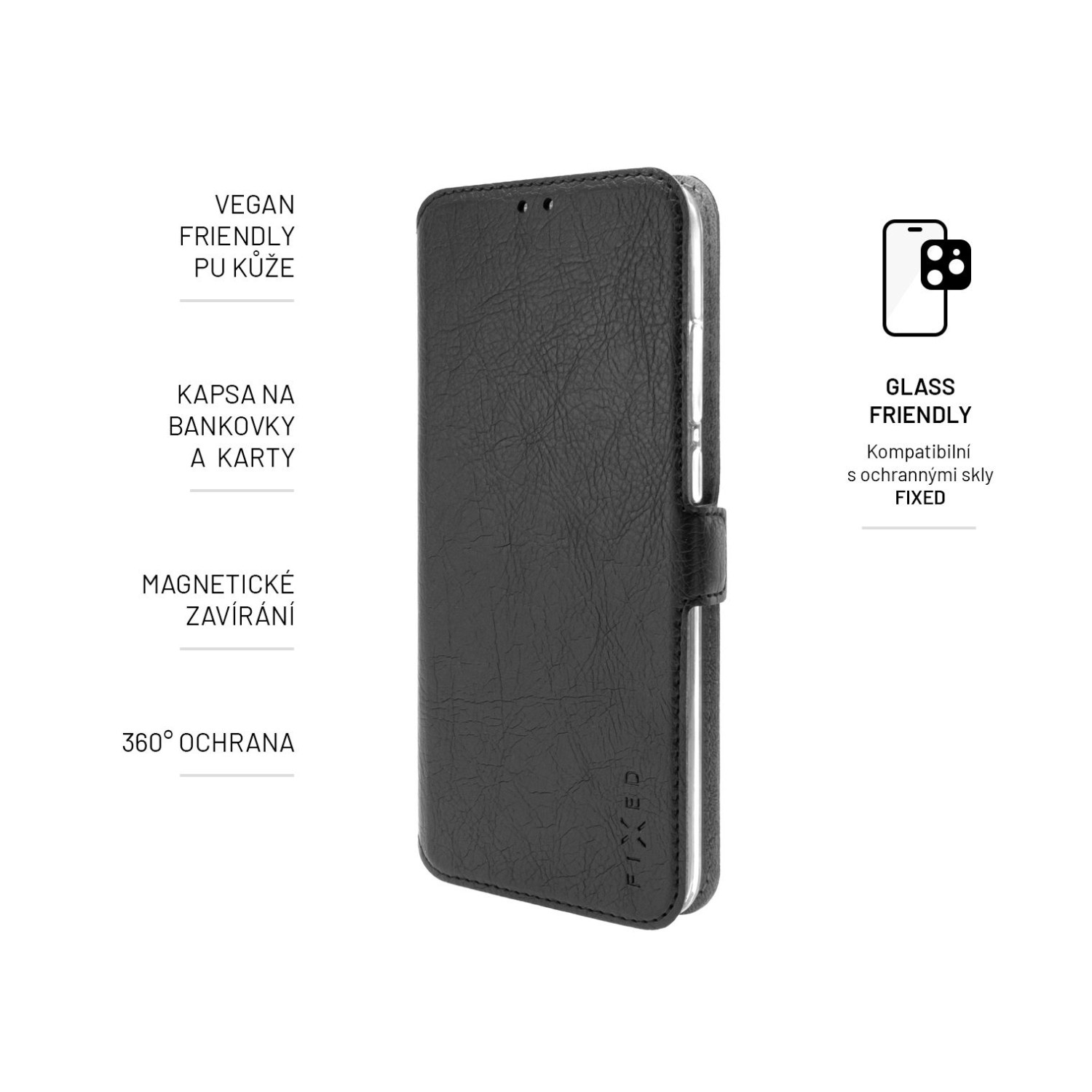 Flipové pouzdro FIXED Topic pro Vivo Y29 5G, černá