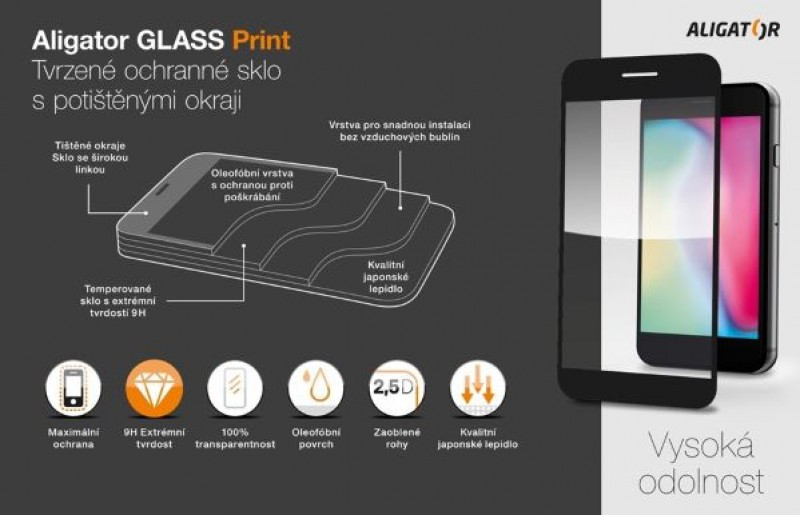 Ochranné tvrzené sklo GLASS PRINT Samsung Galaxy A14 4G/5G/TLE, černá