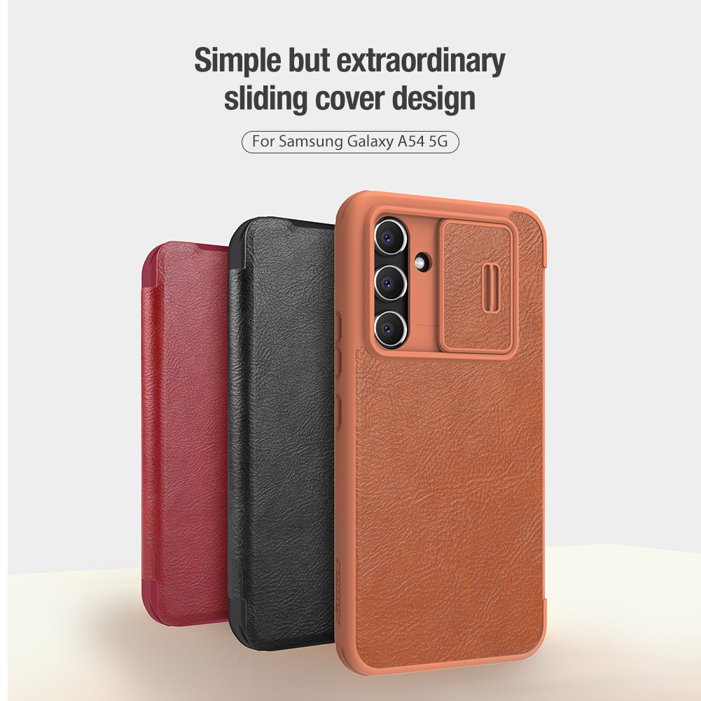 Flipové pouzdro Nillkin Qin Book PRO pro Samsung Galaxy A54 5G, hnědá
