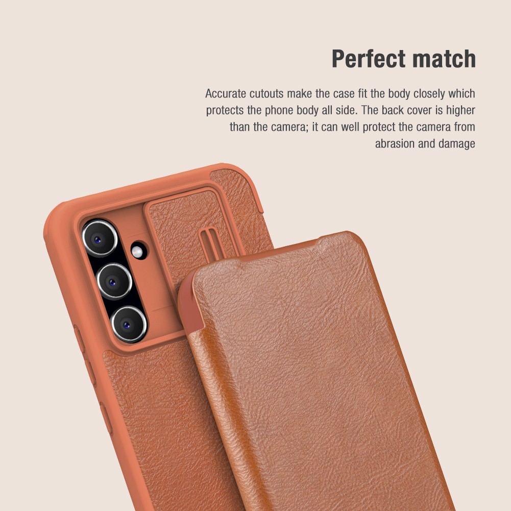 Flipové pouzdro Nillkin Qin Book PRO pro Samsung Galaxy A54 5G, hnědá