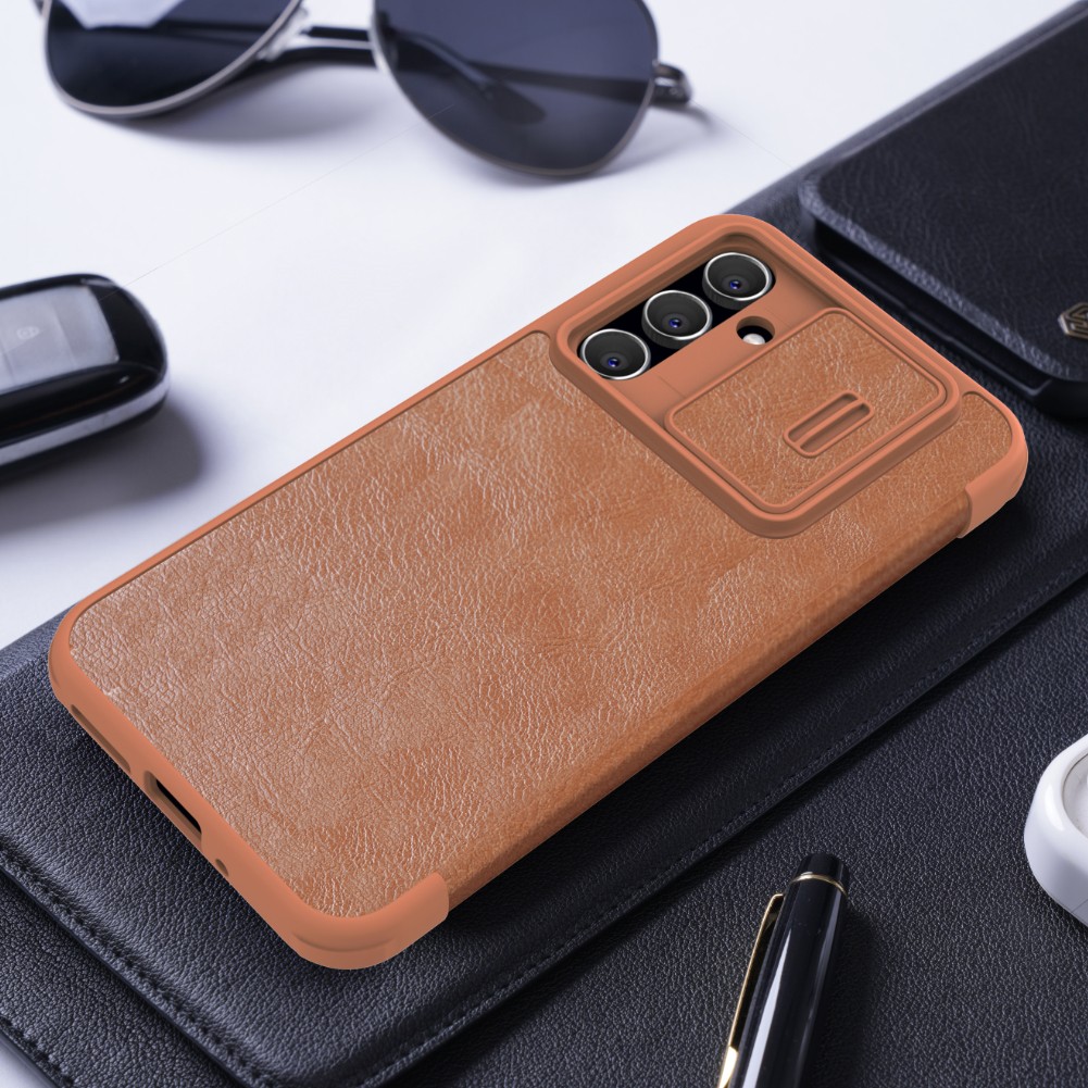 Flipové pouzdro Nillkin Qin Book PRO pro Samsung Galaxy A54 5G, hnědá