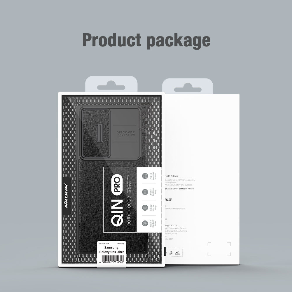 Flipové pouzdro Nillkin Qin Book PRO Cloth pro Samsung Galaxy S23 Ultra, šedá