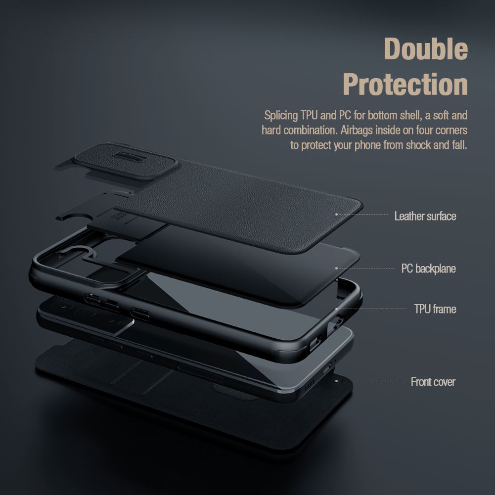 Flipové pouzdro Nillkin Qin Book PRO Cloth pro Samsung Galaxy S23, šedá