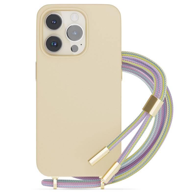 Zadní silikonový kryt se šňůrkou Epico pro Apple iPhone 14 Plus, růžová