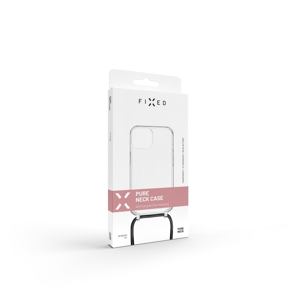 Pouzdro FIXED Pure Neck s černou šňůrkou na krk pro Apple iPhone 12 mini