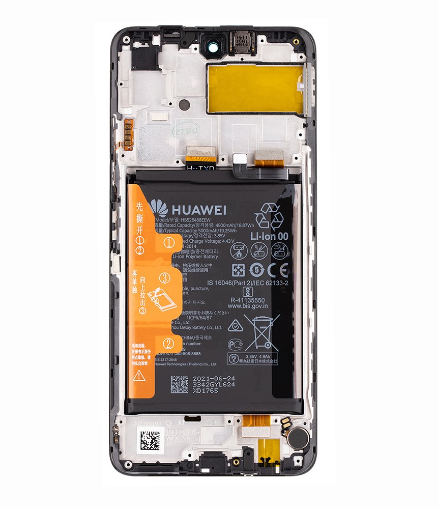LCD + dotyk + přední kryt + baterie pro Huawei P Smart 2021, black (Service Pack) + DOPRAVA ZDARMA