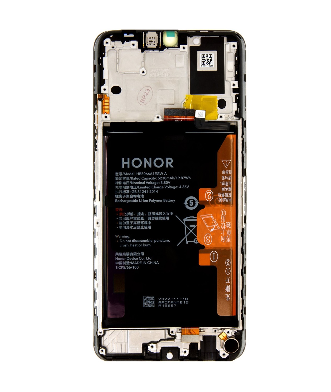 LCD + dotyk + přední kryt pro Honor X7a, black (Service Pack)
