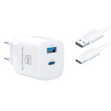 Nabíječka cestovní 3mk Hyper Charger 33W, GaN, 1x USB + 1x USB-C (PD), bílá