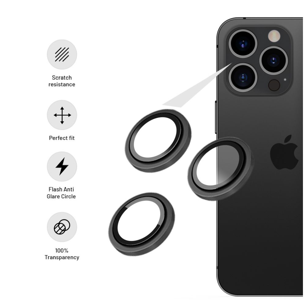 Levně Ochranná skla čoček fotoaparátů FIXED Camera Glass pro Apple iPhone 13 Pro/13 Pro Max, space grey