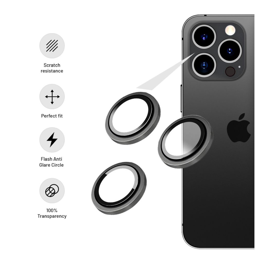 Ochranná skla čoček fotoaparátů FIXED Camera Glass pro Apple iPhone 11/12/12 mini, stříbrná