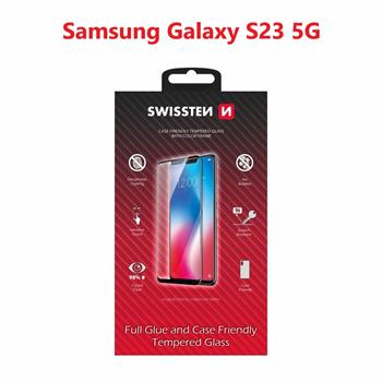Levně Tvrzené sklo Swissten Full Glue, Color Frame, Case Friendly pro Samsung Galaxy S23, černá