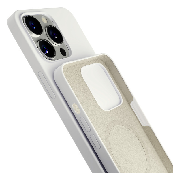 Kryt ochranný 3mk Hardy Silicone MagCase pro Apple iPhone 13 Pro Max, Silver White