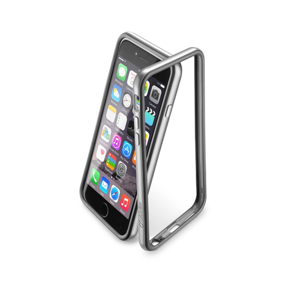 Ochranný rámeček CellularLine Bumper Satin pro Apple iPhone 6/6S, šedá