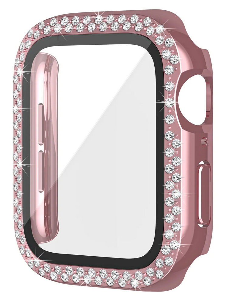 Pouzdro Worryfree Bling Bumper Case pro Apple Watch 45mm, růžová