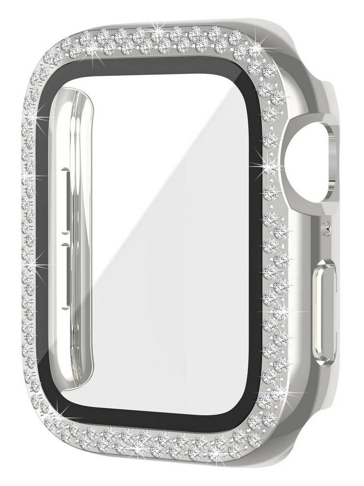 Levně Pouzdro Worryfree Bling Bumper Case pro Apple Watch 45mm, stříbrná
