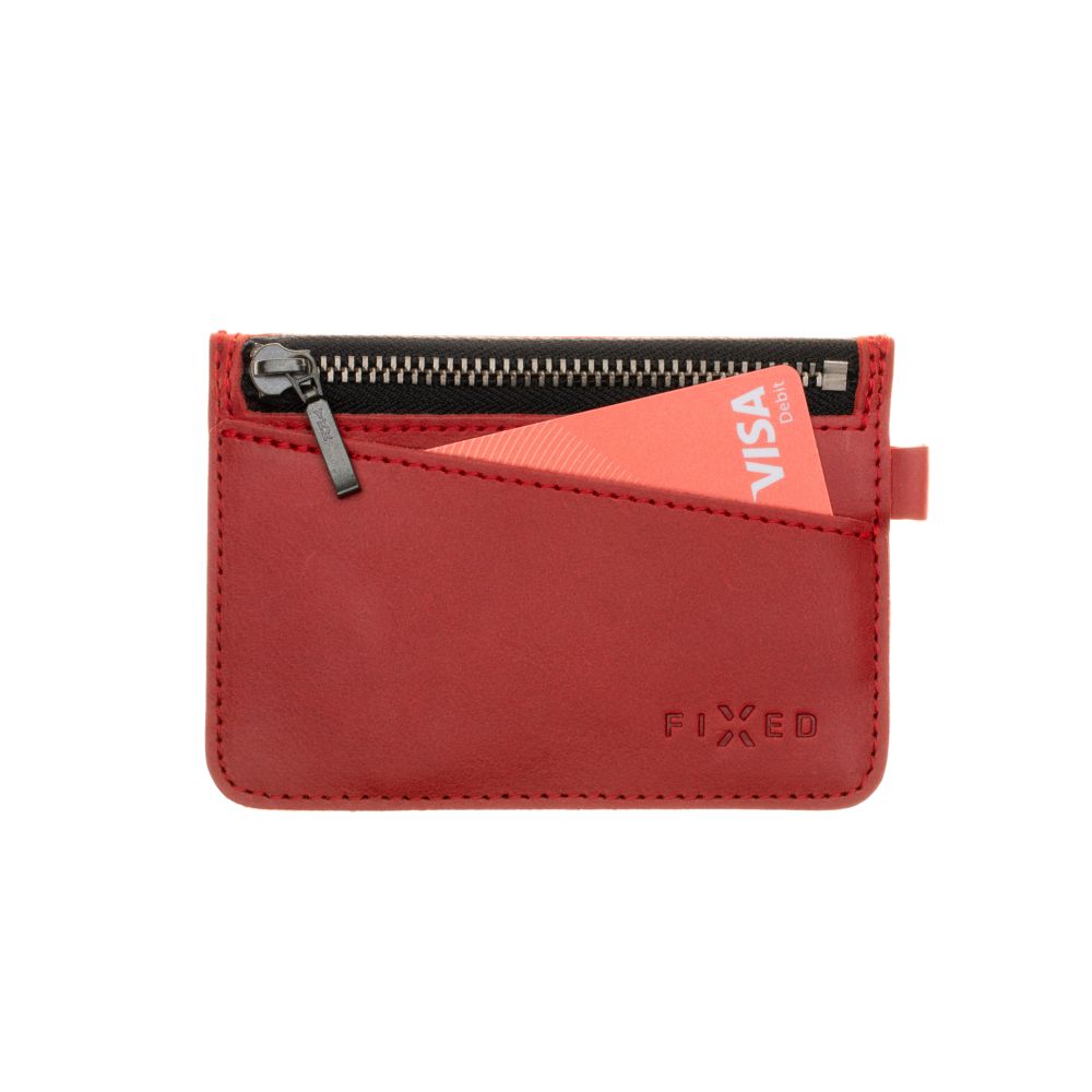 Kožená peněženka FIXED Coins, červená