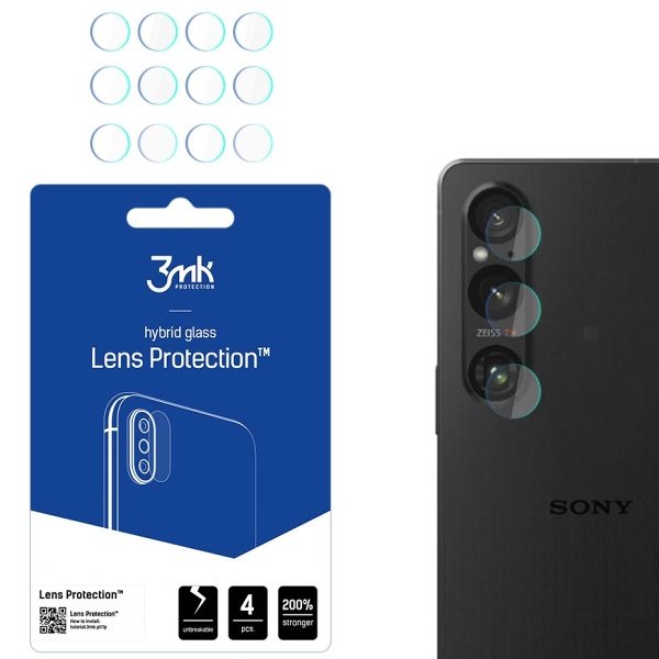 Hybridní sklo 3mk Lens ochrana kamery pro Sony Xperia 1 V (4ks)