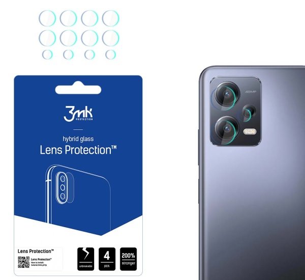 Hybridní sklo 3mk Lens ochrana kamery pro Redmi Note 12 Pro / Note 12 Pro+ (4ks)