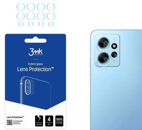Hybridní sklo 3mk Lens ochrana kamery pro Redmi Note 12 4G (4ks)