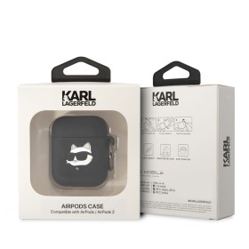 Karl Lagerfeld 3D Logo NFT Choupette Head Silikonové Pouzdro pro Airpods 1/2 Black