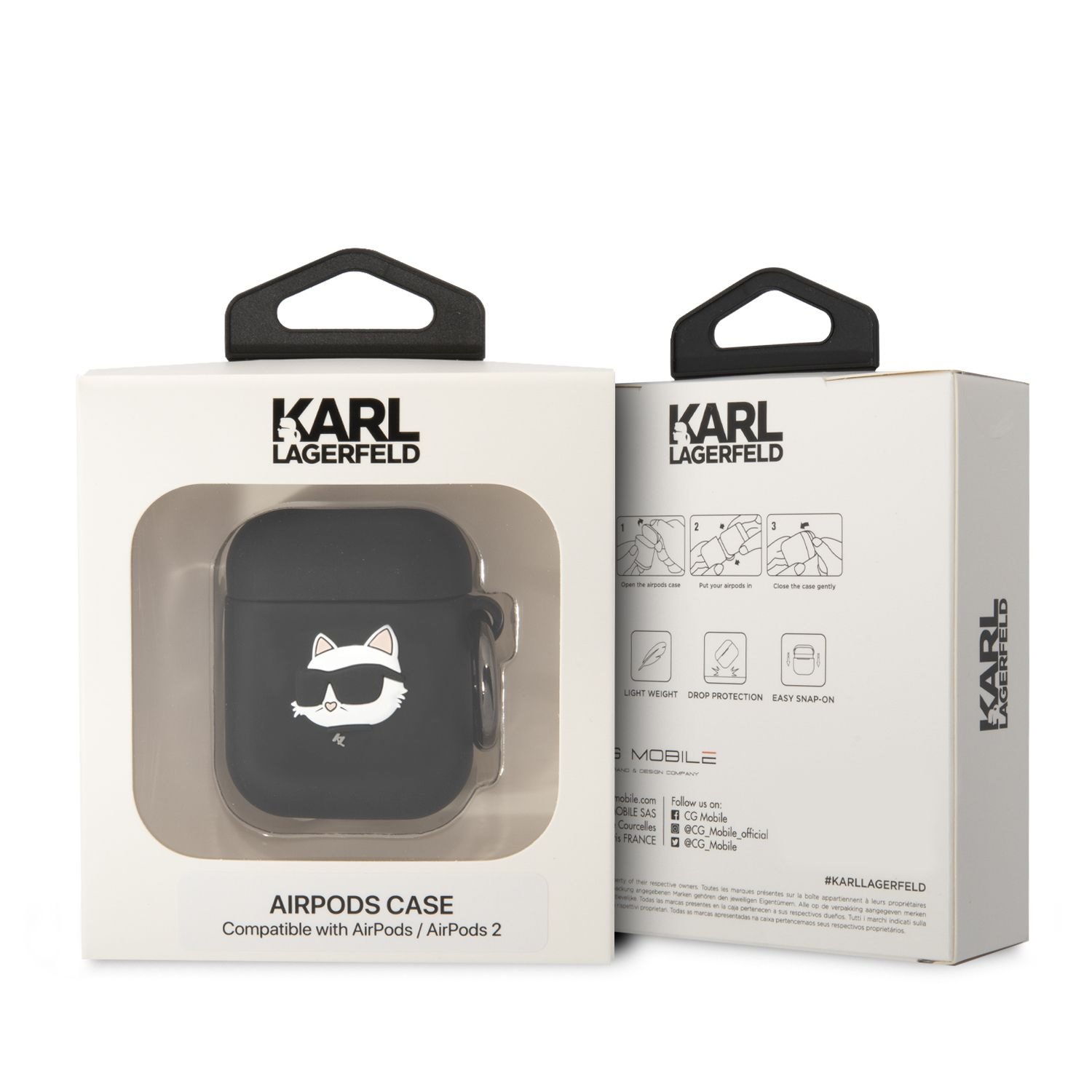 Karl Lagerfeld 3D Logo NFT Choupette Head Silikonové Pouzdro pro Airpods 1/2 Black