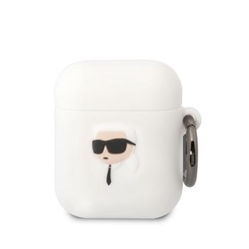 Levně Silikonové pouzdro Karl Lagerfeld 3D Logo NFT Karl pro Airpods 1/2, white
