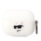 Silikonové pouzdro Karl Lagerfeld 3D Logo Choupette pro Airpods Pro, white
