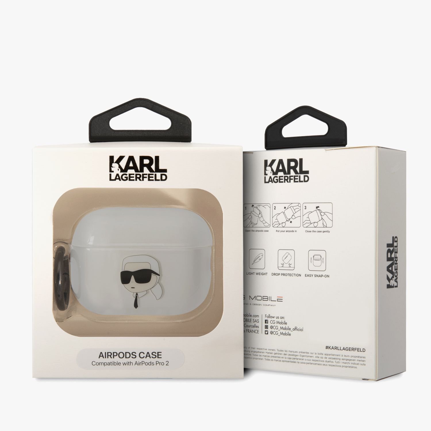 Karl Lagerfeld 3D Logo NFT Karl Head TPU Pouzdro pro Airpods Pro 2 White