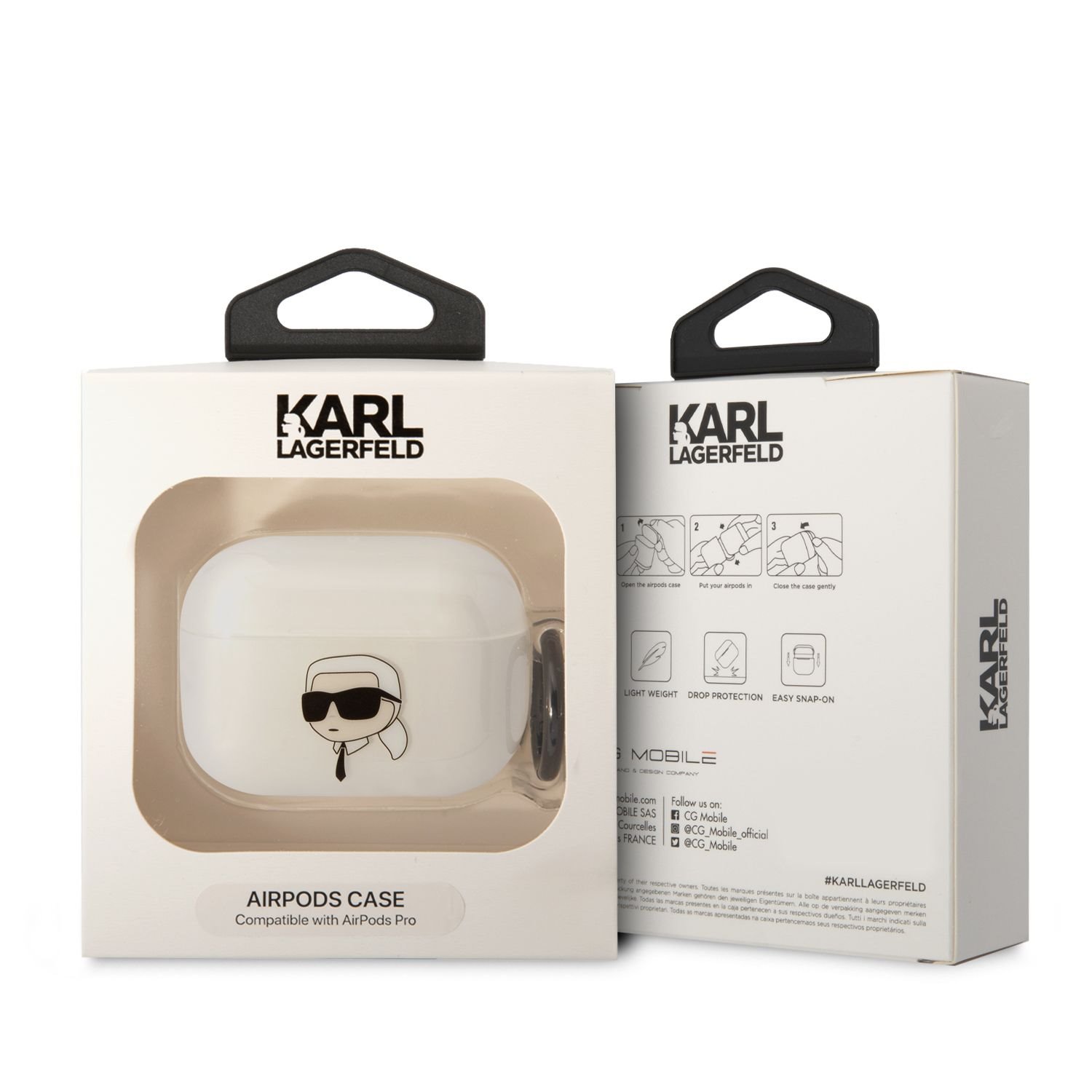 Karl Lagerfeld 3D Logo NFT Karl Head TPU Pouzdro pro Airpods Pro White