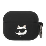 Silikonové pouzdro Karl Lagerfeld 3D Logo NFT Choupette Head pro Airpods Pro, black