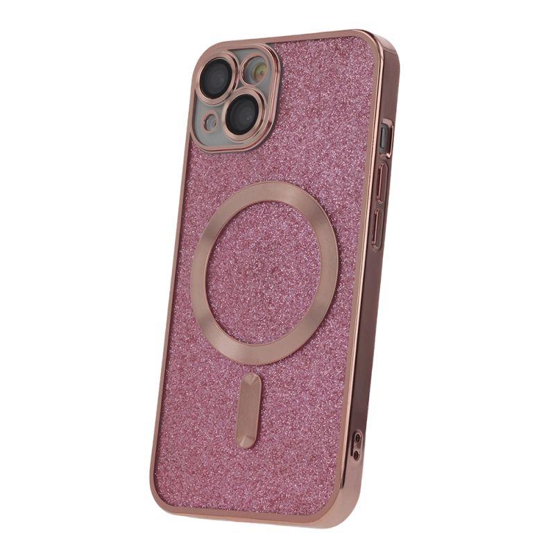Levně Silikonové TPU pouzdro Mag Glitter Chrome pro Apple iPhone 14 Plus, růžová