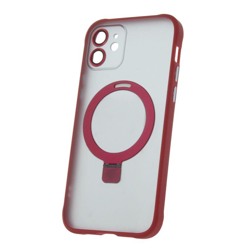 Silikonové TPU pouzdro Mag Ring pro Apple iPhone 12, červená