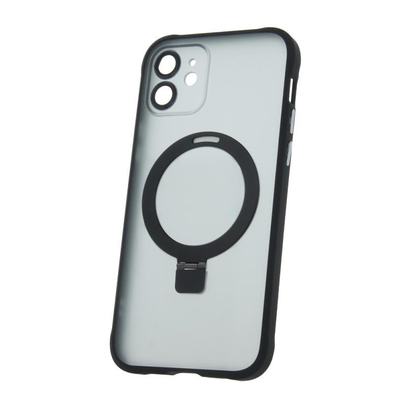 Levně Silikonové TPU pouzdro Mag Ring pro Apple iPhone 12, černá