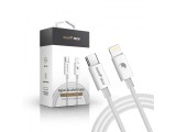 RhinoTech kabel s nylonovým opletem USB-C na Lightning 27W 1M bílá