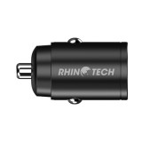 Nabíječka do auta RhinoTech MINI USB-C + USB-A 30W, černá