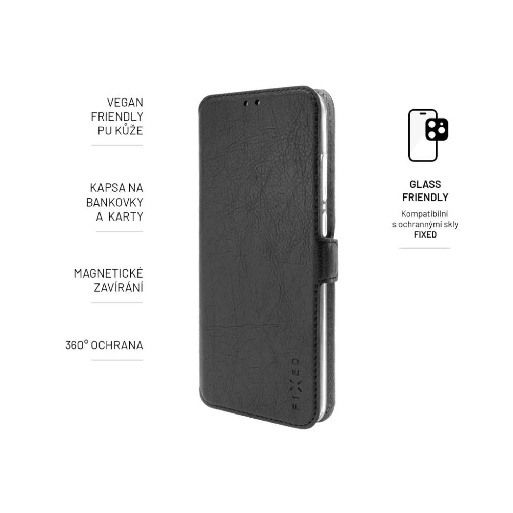 Tenké pouzdro typu kniha FIXED Topic pro ZTE Blade A73 5G, černé