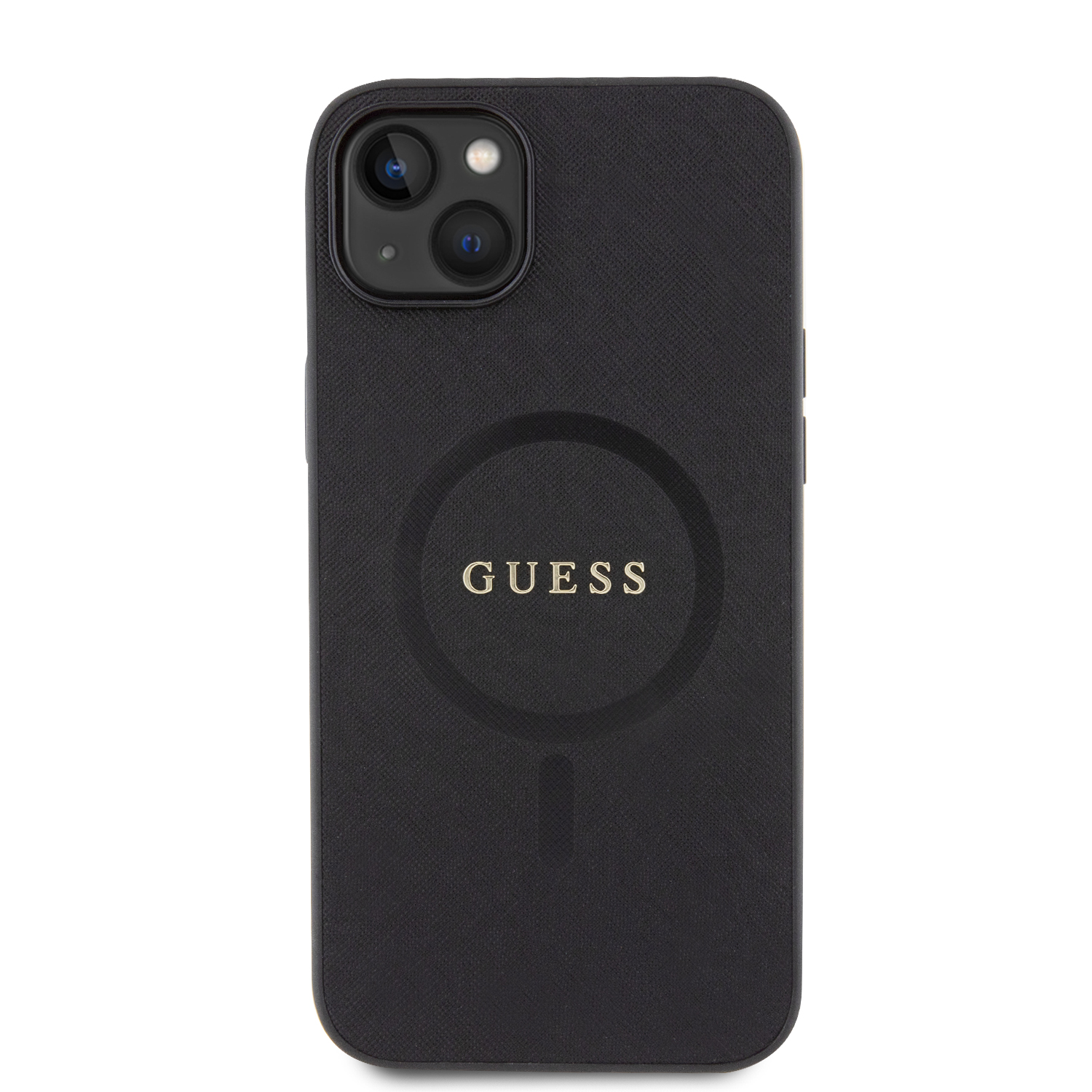 Ochranný kryt Guess Saffiano MagSafe pro Apple iPhone iPhone 15 Plus, černá