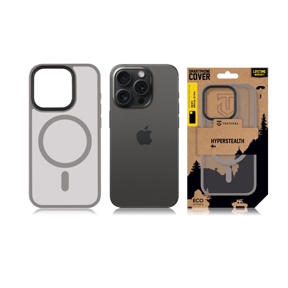 Tactical MagForce Hyperstealth Kryt pro iPhone 15 Pro Light Grey